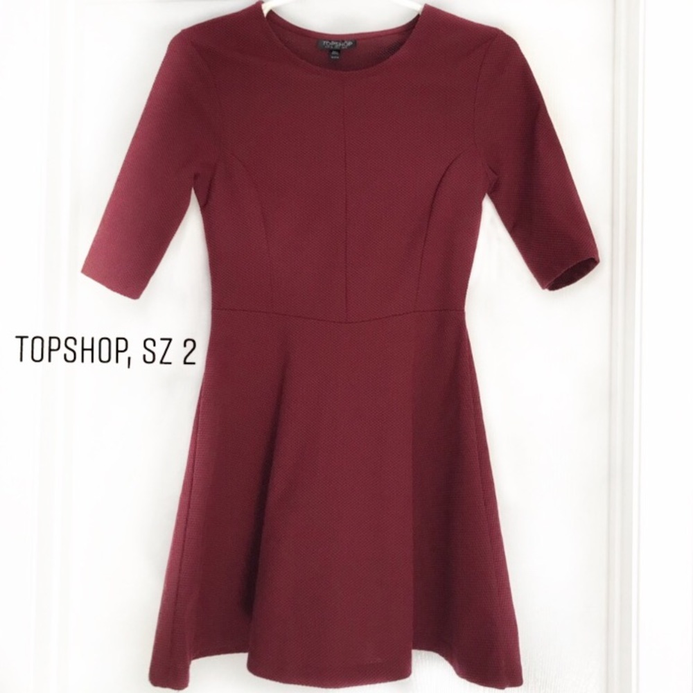 TopShop maroon/burgundy skater dress